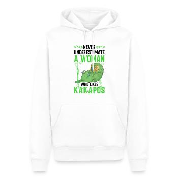 Frau mit Kakapo Neuseeland Papagei - Männer Premium Bio Hoodie - Weiß - Vorne - Nico (187cm)