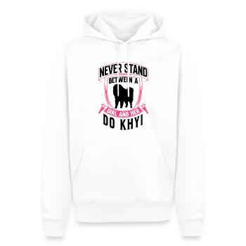 Fille avec Do Khyi Mastiff tibétain - Sweat à capuche Premium bio Homme - blanc - Devant - Nico (187cm)