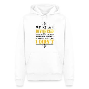 Bonne fête de divorce Mon ex et moi - Sweat à capuche Premium bio Homme - blanc - Devant - Nico (187cm)