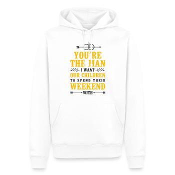 Happy Divorce Party You’re The Man - Sweat à capuche Premium bio Homme - blanc - Devant - Nico (187cm)