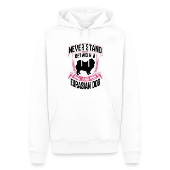 Mädchen und ihr Eurasier Eurasian Spitz - Männer Premium Bio Hoodie - Weiß - Vorne - Nico (187cm)