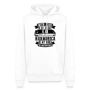 Harmonikaspieler für Munharmonika Spieler - Männer Premium Bio Hoodie - Weiß - Vorne - Nico (187cm)