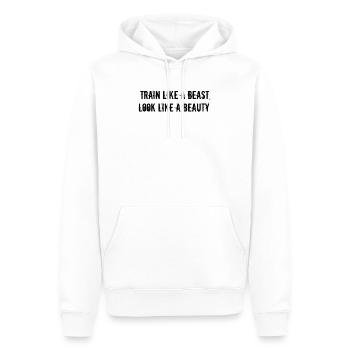 Fitness - Entraînez-vous comme une bête, ressemblez à une beauté - Sweat à capuche Premium bio Homme - blanc - Devant - Nico (187cm)