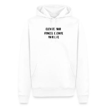 Fitness - Elevate your fitness, elevate your life - Männer Premium Bio Hoodie - Weiß - Vorne - Nico (187cm)