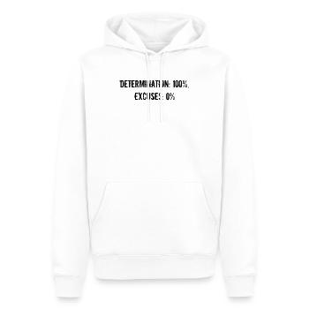 Fitness - Determination: 100%, excuses: 0% - Men’s Premium Organic Hoodie - white - Front - Nico (187cm)