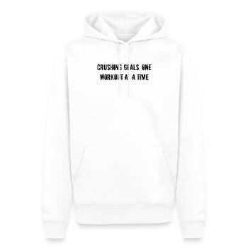 Fitness - Crushing goals, one workout at a time - Männer Premium Bio Hoodie - Weiß - Vorne - Nico (187cm)