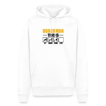 Doberman Tricks - Männer Premium Bio Hoodie - Weiß - Vorne - Nico (187cm)