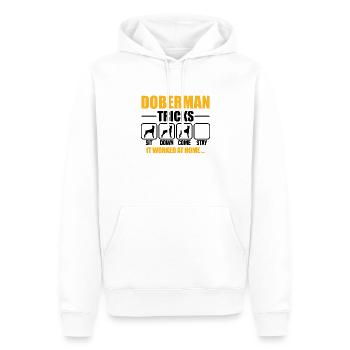 Doberman Tricks - Männer Premium Bio Hoodie - Weiß - Vorne - Nico (187cm)