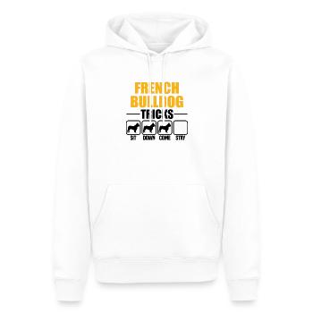 Astuces de bouledogue français - Sweat à capuche Premium bio Homme - blanc - Devant - Nico (187cm)