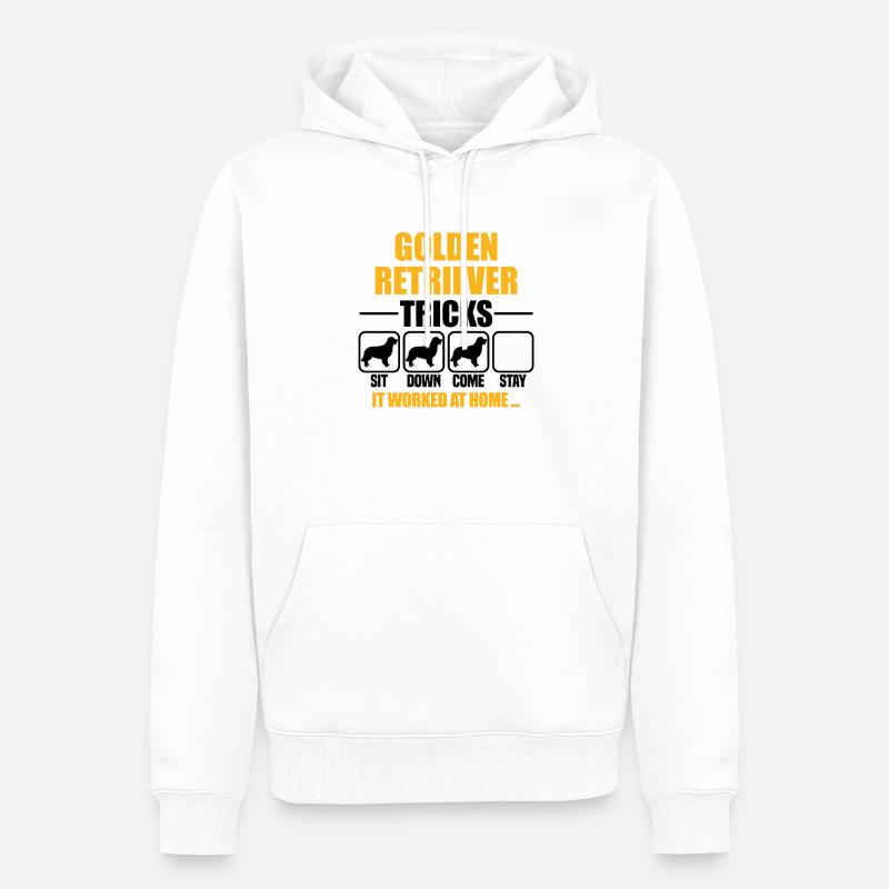 Golden Retriever Tricks - Männer Premium Bio Hoodie - Weiß