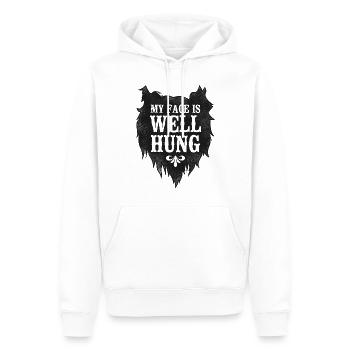 Amant barbe Homme barbu Mon visage est - Sweat à capuche Premium bio Homme - blanc - Devant - Nico (187cm)