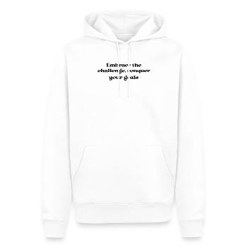 Fitness - Embrace the challenge, conquer your - Männer Premium Bio Hoodie - Weiß - Vorne - Nico (187cm)