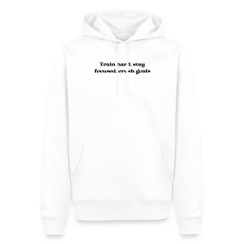 Fitness - Train hard, stay focused, crush goals - Männer Premium Bio Hoodie - Weiß - Vorne - Nico (187cm)
