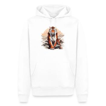 Bengalischer Tiger Japanische Great Wave Kanagawa - Männer Premium Bio Hoodie - Weiß - Vorne - Nico (187cm)