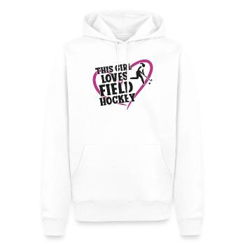 Hockey sur gazon Cette fille aime le terrain - Sweat à capuche Premium bio Homme - blanc - Devant - Nico (187cm)