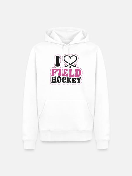 Field Hockey Heart I Love Field - Men’s Premium Organic Hoodie - white