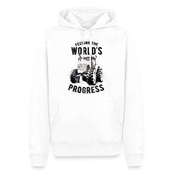 Feeding World's Progress Traktor Landwirt Geschenk - Männer Premium Bio Hoodie - Weiß - Vorne - Nico (187cm)