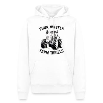 Four Wheels Farm Thrills Tractor Farmer Gift - Men’s Premium Organic Hoodie - white - Front - Nico (187cm)