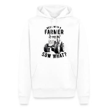 Jouer avec une truie fermière quoi? Agriculteur de tracteurs - Sweat à capuche Premium bio Homme - blanc - Devant - Nico (187cm)