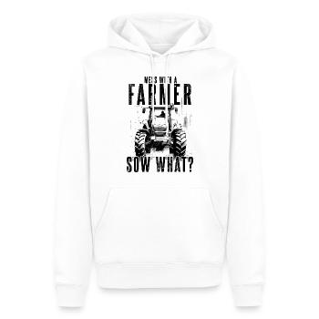 Jouer avec une truie fermière quoi? Tracteur, agriculteur, jardinier - Sweat à capuche Premium bio Homme - blanc - Devant - Nico (187cm)