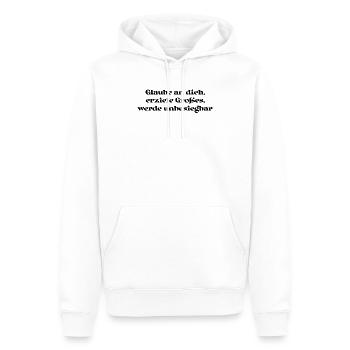 Fitness - Glaube an dich, erziele Großes, werde - Männer Premium Bio Hoodie - Weiß - Vorne - Nico (187cm)