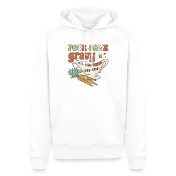 Versez de la sauce sur moi - Drôle de Thanksgiving rétro - Sweat à capuche Premium bio Homme - blanc - Devant - Nico (187cm)