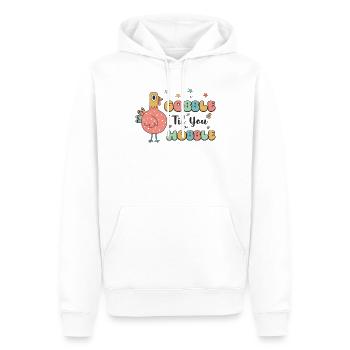 Gobble Til You Wobble - Drôle Rétro Thanksgiving - Sweat à capuche Premium bio Homme - blanc - Devant - Nico (187cm)