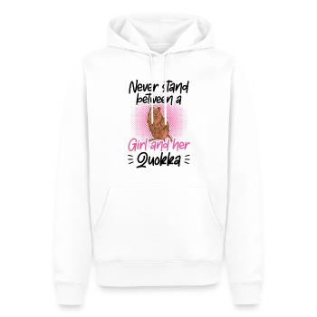 Fille et son quokka marsupial Australie - Sweat à capuche Premium bio Homme - blanc - Devant - Nico (187cm)
