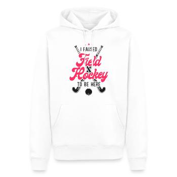 Hockey sur gazon J’ai mis le hockey sur gazon en pause - Sweat à capuche Premium bio Homme - blanc - Devant - Nico (187cm)
