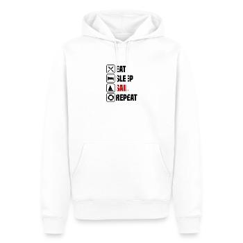 Manger, dormir, naviguer, répéter - Sweat à capuche Premium bio Homme - blanc - Devant - Nico (187cm)