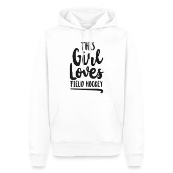 Hockey sur gazon Cette fille aime le terrain - Sweat à capuche Premium bio Homme - blanc - Devant - Nico (187cm)