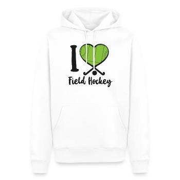Field Hockey Heart I Love Field - Männer Premium Bio Hoodie - Weiß - Vorne - Nico (187cm)