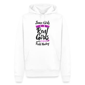 Hockey sur gazon avec lequel certaines filles jouent - Sweat à capuche Premium bio Homme - blanc - Devant - Nico (187cm)