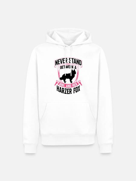 Mädchen und ihr Harzer Fuchs Altdeutscher Hütehund - Männer Premium Bio Hoodie - Weiß