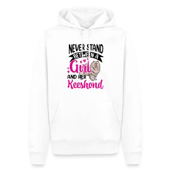 Fille et son Wolfsspitz Spitz allemand - Sweat à capuche Premium bio Homme - blanc - Devant - Nico (187cm)