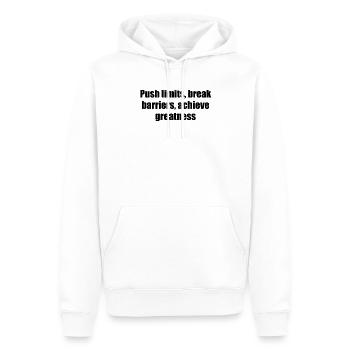Fitness - Push limits, break barriers, achieve - Männer Premium Bio Hoodie - Weiß - Vorne - Nico (187cm)
