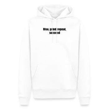 Fitness - Rise, grind, repeat, succeed - Men’s Premium Organic Hoodie - white - Front - Nico (187cm)