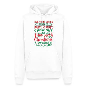 Aufgrund der Preiserhöhung - Weihnachtsspruch - Männer Premium Bio Hoodie - Weiß - Vorne - Nico (187cm)