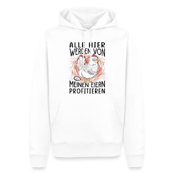 Profitiere Von Meinen Eiern - Lustiger Huhn Spruch - Männer Premium Bio Hoodie - Weiß - Vorne - Nico (187cm)