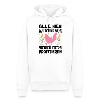 Profitiere Von Meinen Eiern - Lustiger Huhn Spruch - Männer Premium Bio Hoodie - Weiß - Vorne - Nico (187cm)