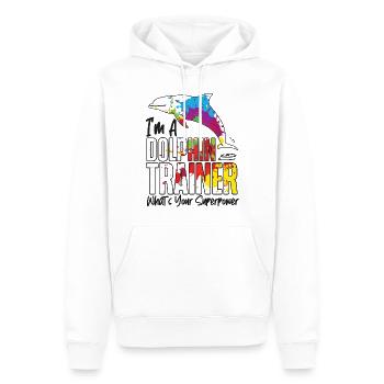 Dolphin I'm A Dolphin Trainer - Männer Premium Bio Hoodie - Weiß - Vorne - Nico (187cm)
