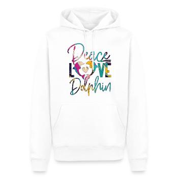 Dolphin Peace Love Dolphin - Männer Premium Bio Hoodie - Weiß - Vorne - Nico (187cm)