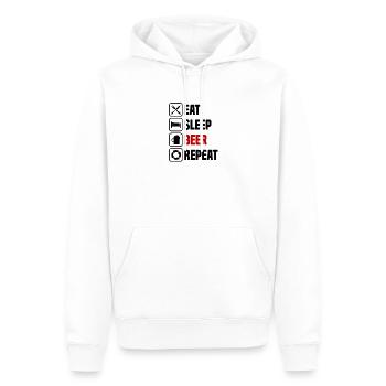 Essen schlafen Bier wiederholen - Männer Premium Bio Hoodie - Weiß - Vorne - Nico (187cm)