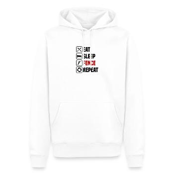 Essen schlafen fechten wiederholen - Männer Premium Bio Hoodie - Weiß - Vorne - Nico (187cm)