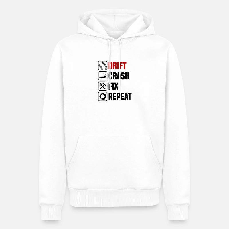 Déraper, s’écraser, réparer, répéter - Sweat à capuche Premium bio Homme - blanc