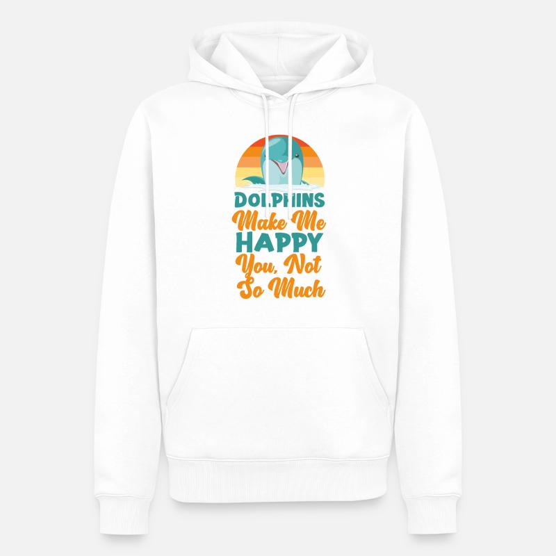 Dolphin Retro Dolphins Make Me - Männer Premium Bio Hoodie - Weiß