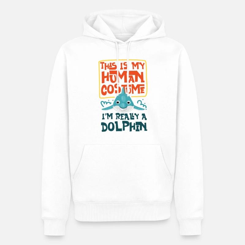 Dauphin C’est mon costume humain - Sweat à capuche Premium bio Homme - blanc