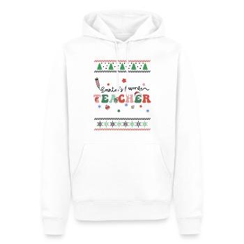 Santas favorite Teacher - Retro Groovy Christmas - Männer Premium Bio Hoodie - Weiß - Vorne - Nico (187cm)