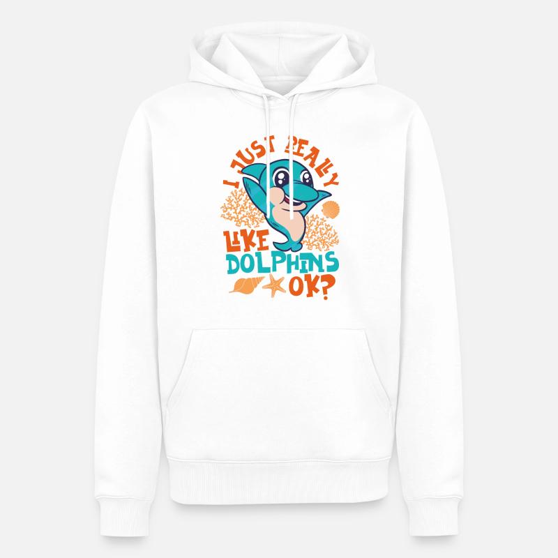 Dauphin que j’aime vraiment - Sweat à capuche Premium bio Homme - blanc