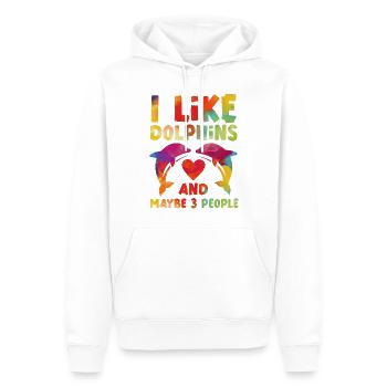 Aquarelle de dauphin j’aime les dauphins - Sweat à capuche Premium bio Homme - blanc - Devant - Nico (187cm)